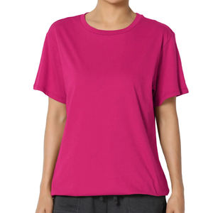 Camiseta de manga corta informal de corte extragrande para mujer, 65% de algodón, 35% de poliéster, logotipo personalizado, transpirable, ecológico, Plus - Product Image 4