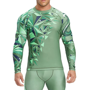 Rashguard Custom Polyester Spandex T-shirt Man Sports Training Tshirt Wholesale Gym Fitness <b>Printed</b> T Shirt for Men - Product Image 5