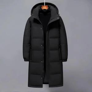 Veste longue en toile matelassée pour homme à capuche imperméable respirante légère Parka d'hiver - Product Image 3