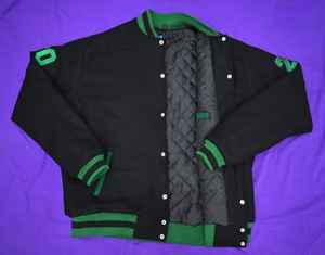 Chaqueta Universitaria Vintage Personalizable, 100% Lana, Reversible, Talla XS, Bordada, Botones de Mezclilla 3D, Servicio OEM Disponible - Product Image 1