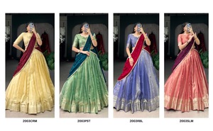 FashionHarbour vente en gros vêtements ethniques indiens Kanchipuram Zari travail Lehenga Choli Style Bollywood pour la fête pour l'été et l'hiver - Product Image 2
