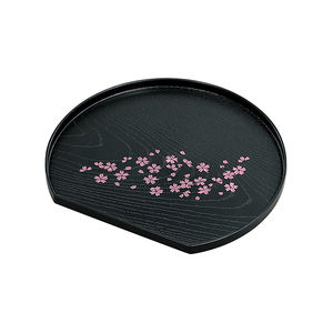 Cherry Blossom Semicircle High-End Plastic Serving <b>Tray</b> Elegant <b>Kitchen</b> Party Tableware - Product Image 1