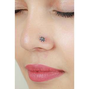 925 Silver Vintage Sunflower Nosepin Nazakat Body Jewelry with Opal 14K <b>Titanium</b> Stainless Steel Ball Pattern <b>Studs</b> - Product Image 1