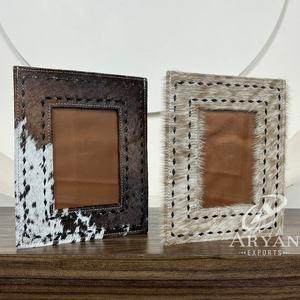 Nouveau cadre photo de luxe en cuir de vachette véritable personnalisé en gros cadres photo de table de style occidental fabriqués à la main pour la décoration intérieure - Product Image 1