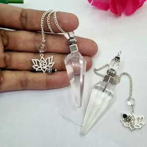 สินค้าใหม่ทั้งหมดจี้ควอทซ์ฮวงจุ้ยคริสตัลใสทรงกรวยลูกตุ้มดอกบัวทรงกลมสำหรับการบำบัดอัญมณี - Product Image 2