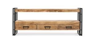 Buffet moderne en bois de manguier pliable avec cadre en métal et 3 tiroirs pour la salle à manger - Product Image 4