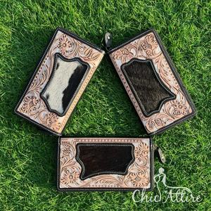 Nouveaux cheveux sur peau fourrure en cuir véritable pochette usiné à la main sculpture femmes portefeuille haute qualité cuir de vachette occidental sculpture pochette - Product Image 1