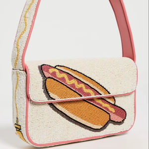 Bolso de hombro artesanal con cuentas de semillas, diseño de comida, novedoso, para mujer, bolso con temática de comida rápida, cartera de mano personalizada con cuentas - Product Image 1