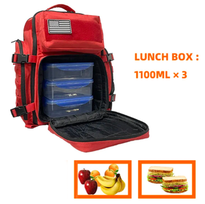 Venta al por mayor personalizado gimnasio culturismo almuerzo nevera bolsa 900d impermeable táctica fitness rojo comida preparación bolsa - Product Image 4