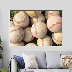 Affiche imprimée sur toile de baseball : décoration tendance pour la maison et cadeau, 1P : encadré blanc - Product Image 1