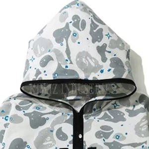 เสื้อมีฮู้ดแบบซิปหน้าสำหรับผู้ชายเสื้อผ้าพิมพ์ลายทรงหลวมนุ่ม - Product Image 2