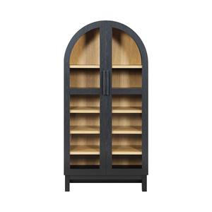 Juliet Solid Wood Frame Arc <b>Cabinet</b>, <b>Black</b> Finish Teak Mahogany Suar Wood <b>Living</b> <b>Room</b> Minimalist Simple Cabbinet 051020 - Product Image 1