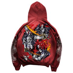 Sweat à capuche personnalisé imprimé épée, délavé à l'acide, style streetwear, coupe oversize, en molleton 100% coton, vente en gros OEM - Product Image 6