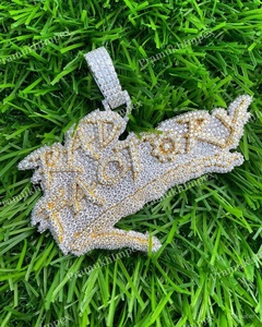 2025 Arrival D Color VVS Clarity Cut Moissanite Claw Setting Sterling Silver Yellow Gold Plated RAD Factory Hip Hop Pendant - Product Image 1