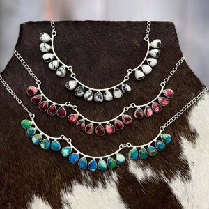 Gargantilla de plata esterlina hecha a mano con diseño de varias piedras para mujer - Product Image 3