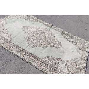 พรมวินเทจตุรกี ขนาด 5.3x8.8 ฟุต (163x268 ซม.) พรมลายปะติดสีเทา - Product Image 2