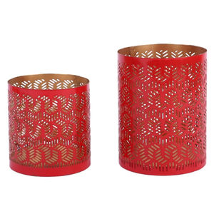 Handmade Red And Gold Metal Votive Holder Decorative Iron Cutwork <b>Tea</b> Light <b>Candle</b> Holder For Home Decor & Festive Lighting - Product Image 1