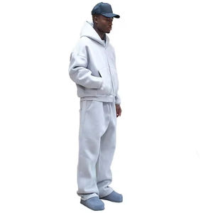 Ensemble de survêtement baggy à logo personnalisé Ensemble de survêtement épais 100 coton uni Haut et bas en éponge française 500 g/m² - Product Image 3