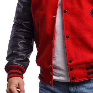 แจ็คเก็ตวาร์ซิตี้ลำลองสไตล์สตรีทสำหรับผู้ชาย คอตั้ง ดีไซน์เท่ห์สไตล์มหาวิทยาลัย พร้อมโลโก้ด้านหน้า - Product Image 4