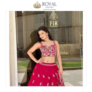 Excellente qualité dernière mode de créateur vêtements de mariage fausse georgette vêtements indiens traditionnels Lehenga Choli à vendre - Product Image 5