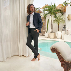 Pantalones Formales de Corte Recto para Hombre BEAM, Talla XL, 100% Poliéster, Cierre de Cremallera, Cintura Media, Diseño Liso, Cómodos para Verano, Frente Plano, QC - Product Image 2