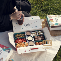 Plateau en papier personnalisé pour plats à emporter, avec compartiments pour charcuterie, pâtisserie, desserts, sandwichs, burgers, snacks et coupelles à sauce