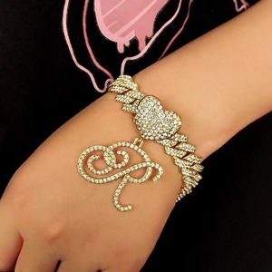 ICED Out Moissanite Personnalisé A-Z Cursive Lettre Initiale Pendentif avec Cubain Lien Chaîne Ensemble Or Blanc Or Bijoux pour cadeau - Product Image 4