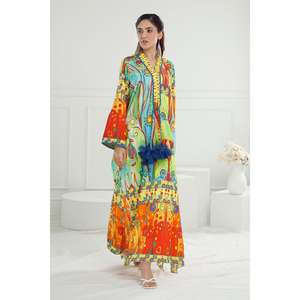 Kaftan en coton et soie non cousu pour femme, multi-saisons, grande taille, respirant, en georgette, longueur genou, taille unique, loisirs, été - Product Image 4