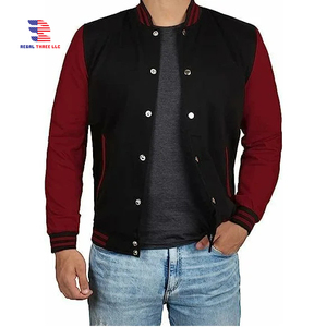 Chaqueta universitaria de manga de cuero OEM, ropa de calle para hombre, chaqueta universitaria para exteriores para hombre - Product Image 2