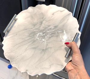 Ensemble de moules en résine avec 4 sous-verres et 2 poignées en argent pour bricolage, modèle de décoration d'intérieur, 1 pièce - Product Image 3