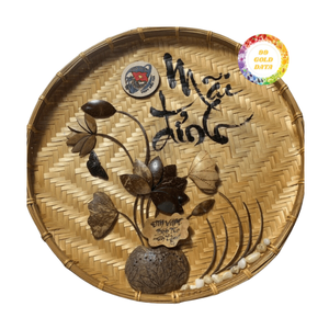 Decoración y regalo con incrustaciones de cáscara de coco en bandeja de bambú Imagen hecha de material ecológico 100% del exportador de Vietnam - Product Image 4