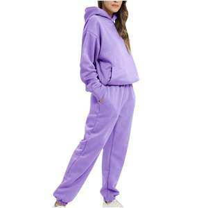 Meilleur survêtement en éponge française Femme Impression bouffante Sweat à capuche respirant zippé et pantalon de survêtement Ensemble Survêtement pour femmes - Product Image 5