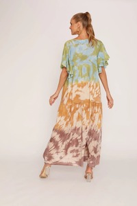 Nueva llegada verano señora Sexy vestido personalizado colorido Tie Dye patrón Long Beach Cover up para mujeres - Product Image 3