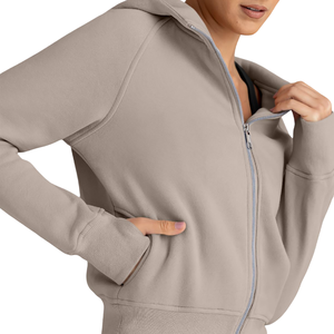 Produit chaud, streetwear décontracté, épaules tombantes, respirant, respectueux de l'environnement, sweat-shirts à capuche en tricot, sweat-shirts à capuche courts pour femmes - Product Image 5