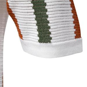 Tricot côtelé de haute qualité pour hommes pour polo respirant à rayures avec col confortable - Product Image 4