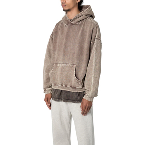 Sudadera con Capucha para Hombre, Diseño Moderno, Lavado Ácido, Bordada, Estilo Vintage, Felpa Gruesa, 100% Algodón, Teñido Liso, para Invierno - Product Image 2