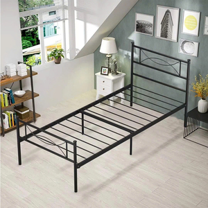 Affordable Metal <b>Bed</b> <b>Frame</b> with Headboard and Durable Steel Slats, Modern <b>Platform</b> <b>Bed</b> for Bedroom, Apartment and Home Furniture - Product Image 1