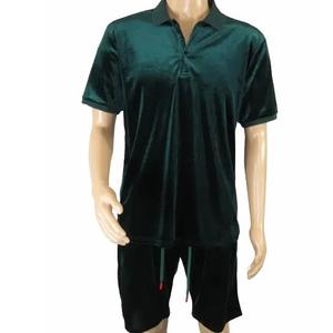 Conjunto Deportivo de Terciopelo para Hombre, Camiseta y Pantalones Cortos Lisos de Color Sólido, Personalizable, de Alta Calidad y Transpirable - Product Image 4