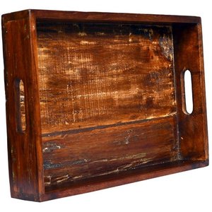 Venta caliente respetuoso con el medio ambiente de madera de acacia bandeja para servir desayuno estilo moderno al por mayor plato organizador de madera marrón para servir comida - Product Image 6