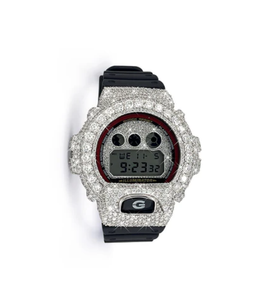 Reloj con Esfera Blanca y Roja con Correa de Moissanita, Caja de Acero Inoxidable, Resistente al Agua hasta 10 Bares - Product Image 1