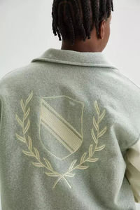 Mode OEM, vestes universitaires à rayures latérales pour hommes, veste personnalisée à col montant, veste ample à glissière et patchwork - Product Image 5