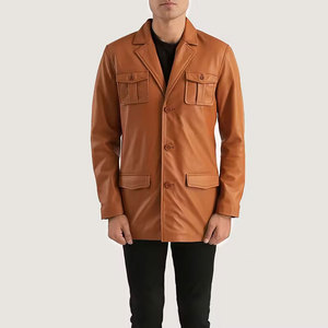 Manteau long en cuir pour hommes de la meilleure conception, facile à porter, fermeture à double boutonnage, de haute qualité, fabriqué en usine au Pakistan - Product Image 4