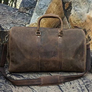 Bolso de lona de cuero estilo Vintage hecho a mano para mujer Weekender gimnasio vacaciones Satchel bordado botón decoración Shoder Messenger - Product Image 1