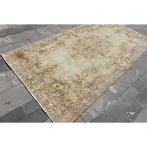 Grand tapis turc de 5x9,3 pieds, tapis persan vintage brun - Product Image 2