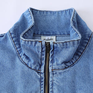 Vestes en jean pour hommes de style nouveau, logo personnalisé sur le devant, col montant, 100% coton, élégantes - Product Image 3