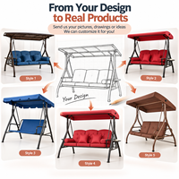Lit balançoire d'extérieur 3 places personnalisé avec auvent en polycarbonate, imperméable et robuste, convertible en lit pour maison d'hôtes et villa