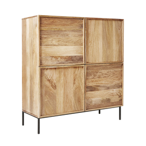 Melvyn Armoire en bois de teck massif avec rangement Style minimaliste pour la maison Hôtel Chambre à coucher Salon École Hôpital - Product Image 2