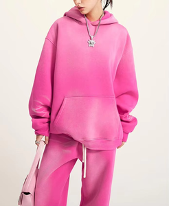 Sweat à capuche personnalisé lavé à l'acide, décontracté, élégant, sweat à capuche femme lavé à l'acide vente en gros de sweat à capuche personnalisé lavable à l'acide rose pour femmes - Product Image 3