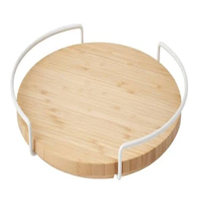 Bandeja de servicio Susan perezosa blanca con borde negro, organizador de mesa o gabinete moderno perfecto, disponible a precios al por mayor - Product Image 2