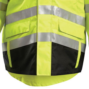 Veste de sécurité d'hiver imperméable à capuche 100% polyester haute visibilité avec logo frontal, vêtements de travail réfléchissants - Product Image 4